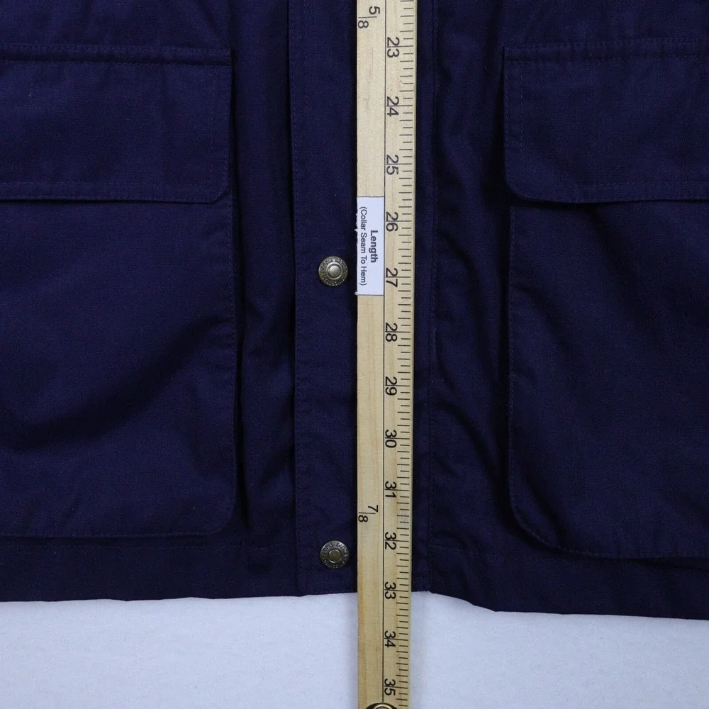 Eddie‎ Bauer Parka Coat Jacket Men Large Plaid Wool Lining Mountain Parka Blue